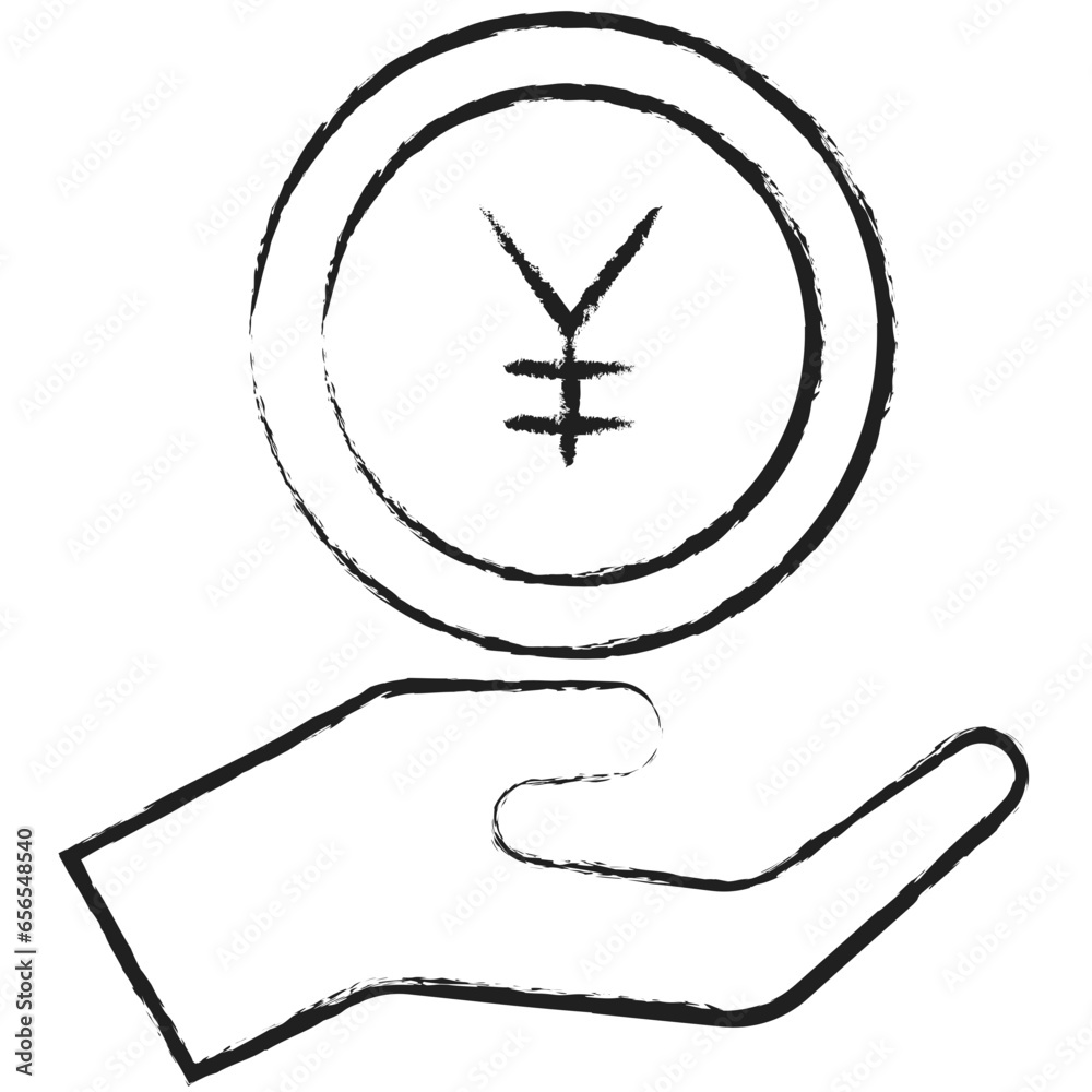 Hand drawn Yen Charity, Save icon Hand drawn Yen Charity, Save icon