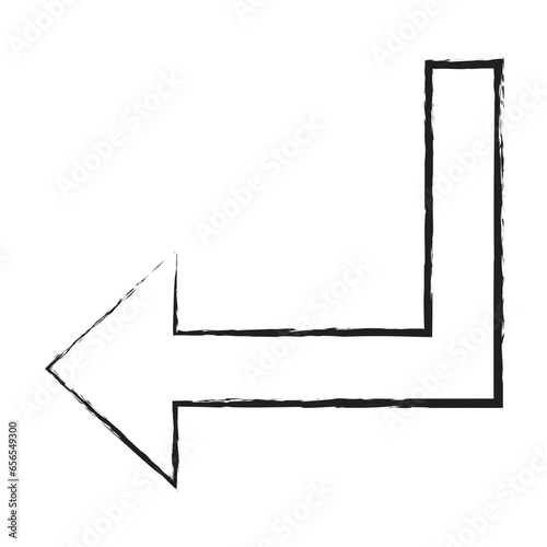 Hand drawn Turn Down Left arrow icon