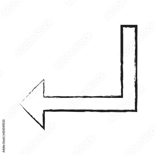 Hand drawn Turn Down Left arrow icon