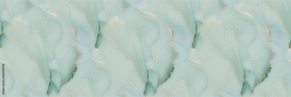 Naklejka premium Green Art Paint. Luxury Marble. Foil Oriental Watercolor. Water Color Watercolor. Luxury Seamless Template. Marble Alcohol Ink. Blue Marble Background. Gold Light Elegant Glitter. Metal Vector Ink.