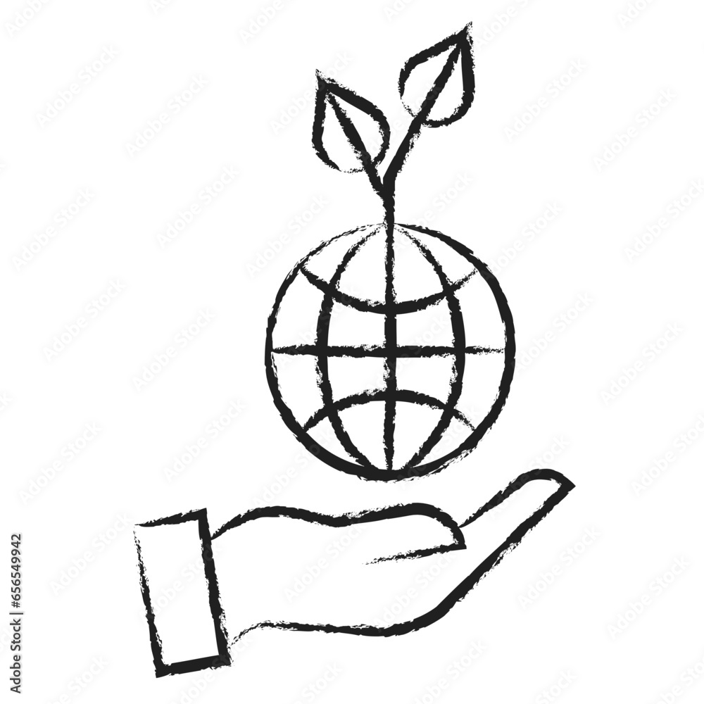 Hand drawn Save Earth plant icon