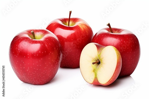 red apples isolated on white background, Generative AI