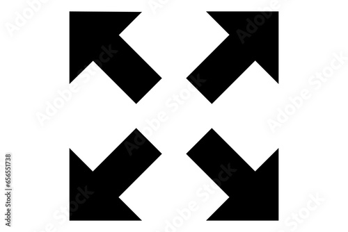 black arrows pointing in four different directions