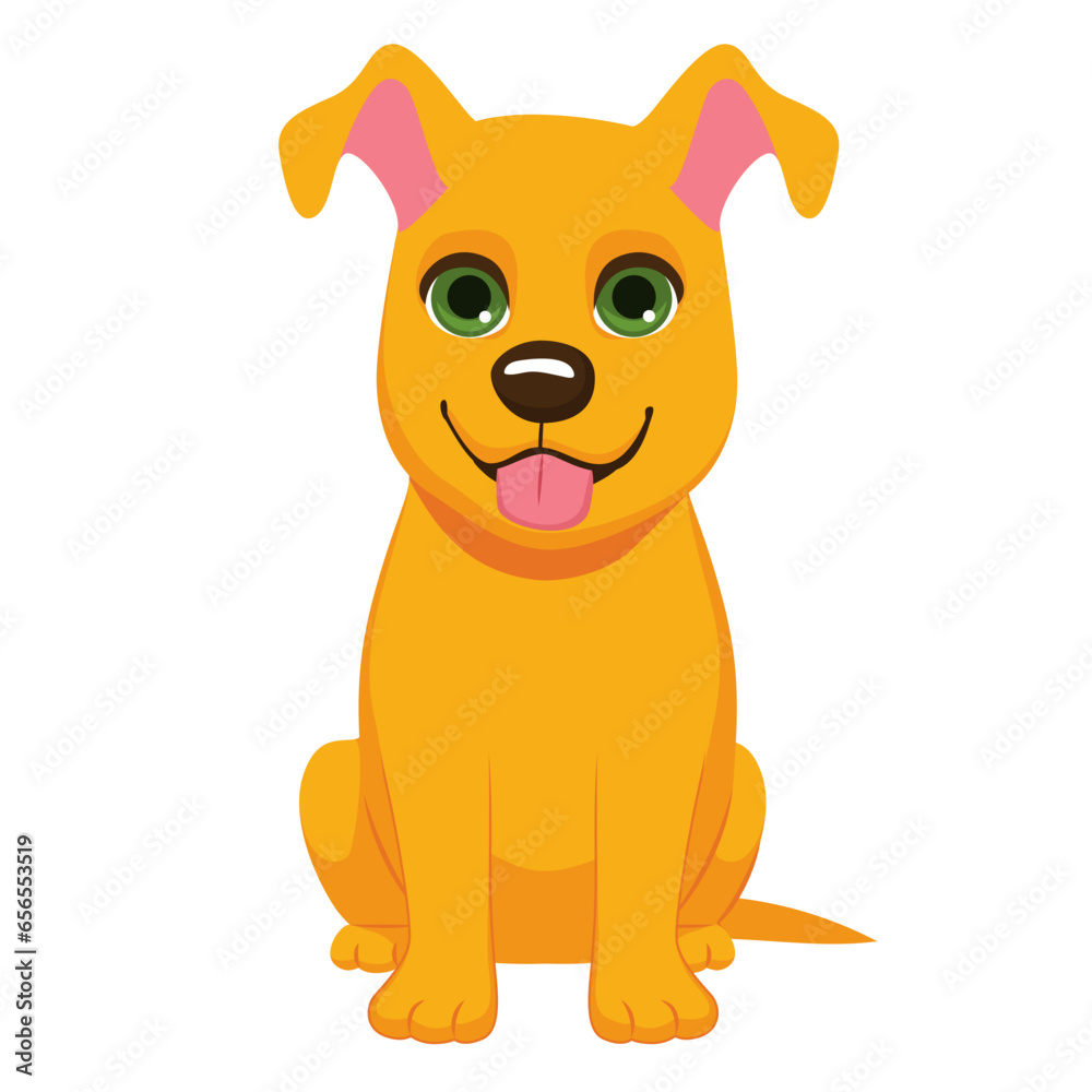 Cute orange dog sitting cartoon vector illustration. Animal character icon isolated on white background Cute orange dog sitting cartoon vector illustration. Animal character icon isolated on white background