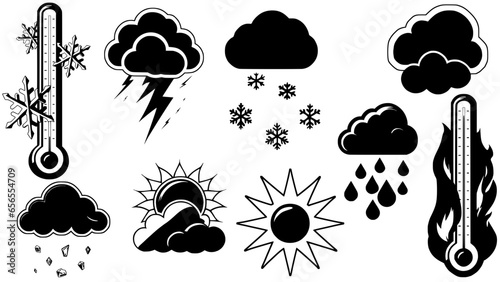 Stylish silhouette vector set of weather