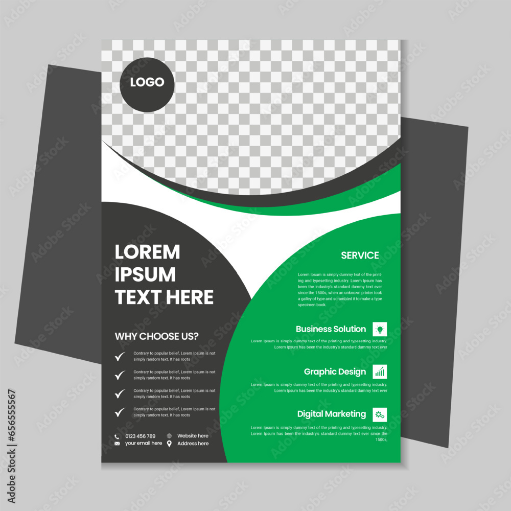 Fototapeta premium A4 business flyer template design, corporate brochure, marketing flyer, advertising flyer template design with mockup