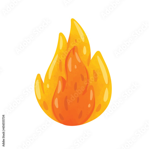 Cute fire flame icon vector illustration, abstract cartoon flames isolated on white background