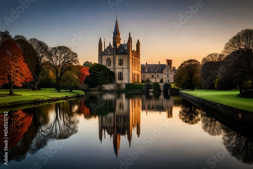 reflection of the cathedral at sunset