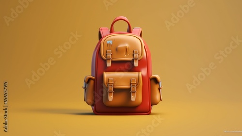 very simple backpack school 3D clay cartoon art copy.Generative AI