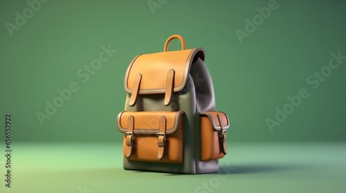 very simple backpack school 3D clay cartoon art copy.Generative AI