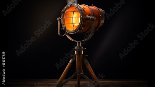 Vintage industrial lamp or reflector for theater or.Generative AI