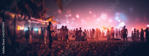 Group of people having fun at a beach party