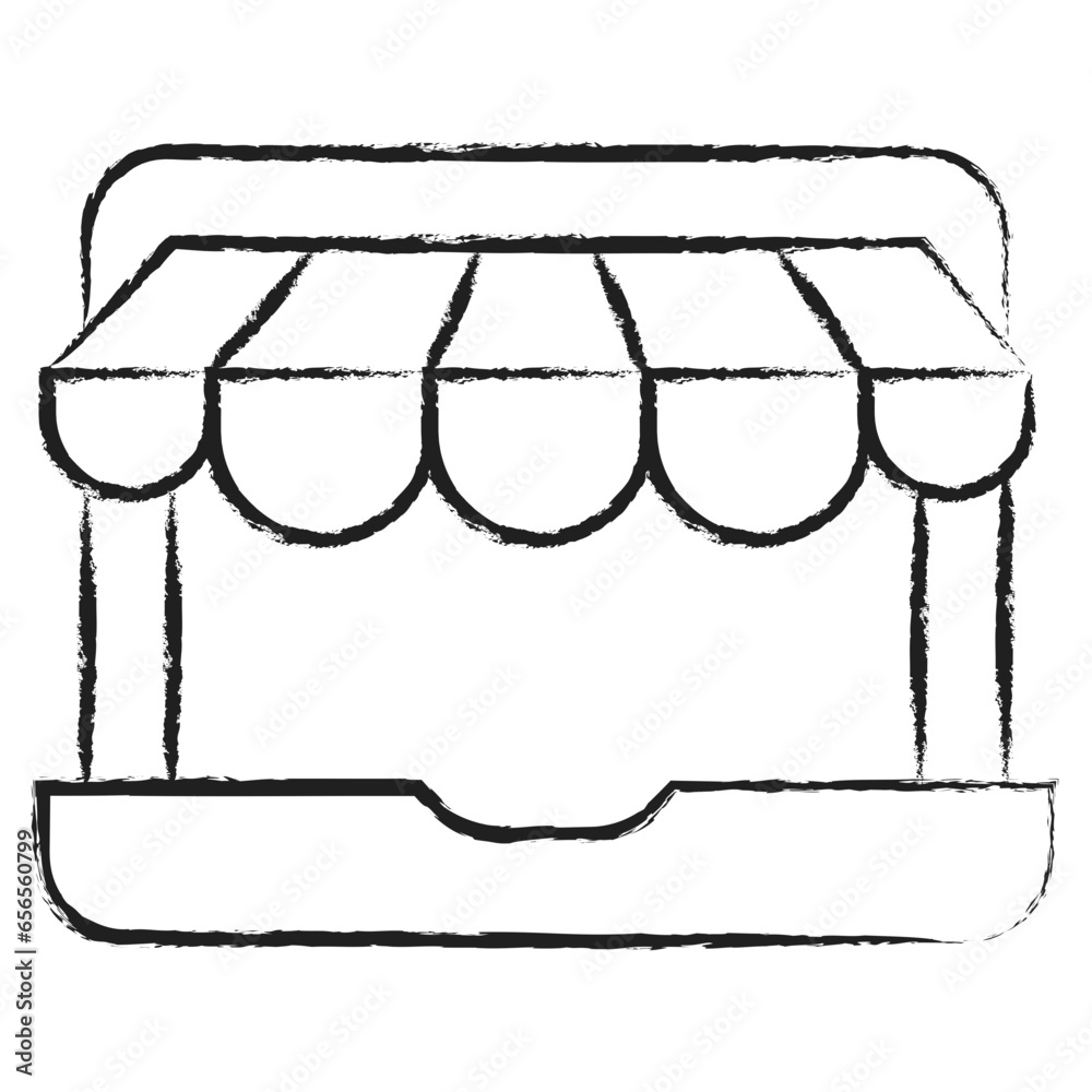 Hand drawn Laptop store icon
