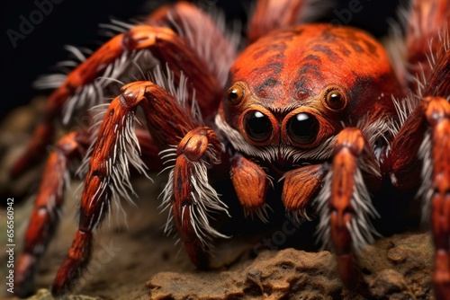 Detailed close-up of a velvety tarantula. Generative AI