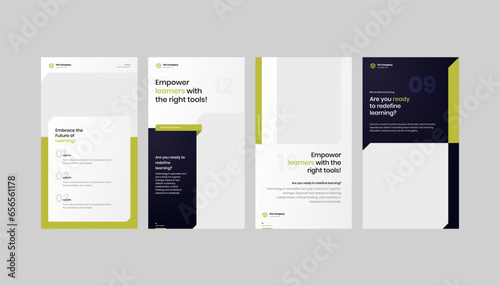 Clean & Modern Learning Standee Banner Collection or Social Media Story Template. This design concept embodies a clean and contemporary aesthetic, seamlessly blending technology with education.