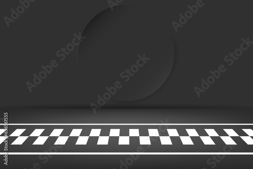 Race track finish line racing on dark room