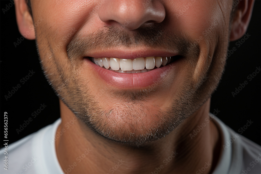 close-up of a beautiful male smile with clean and white teeth. the concept of personal hygiene and visiting the dentist. close-up of a beautiful male smile with clean and white teeth. the concept of personal hygiene and visiting the dentist.