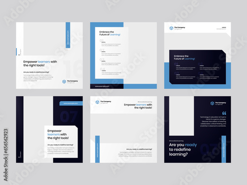 Modern blue tech square banners collection, curated for crafting engaging social media post templates. These contemporary banners blend sleek design with the latest tech elements.