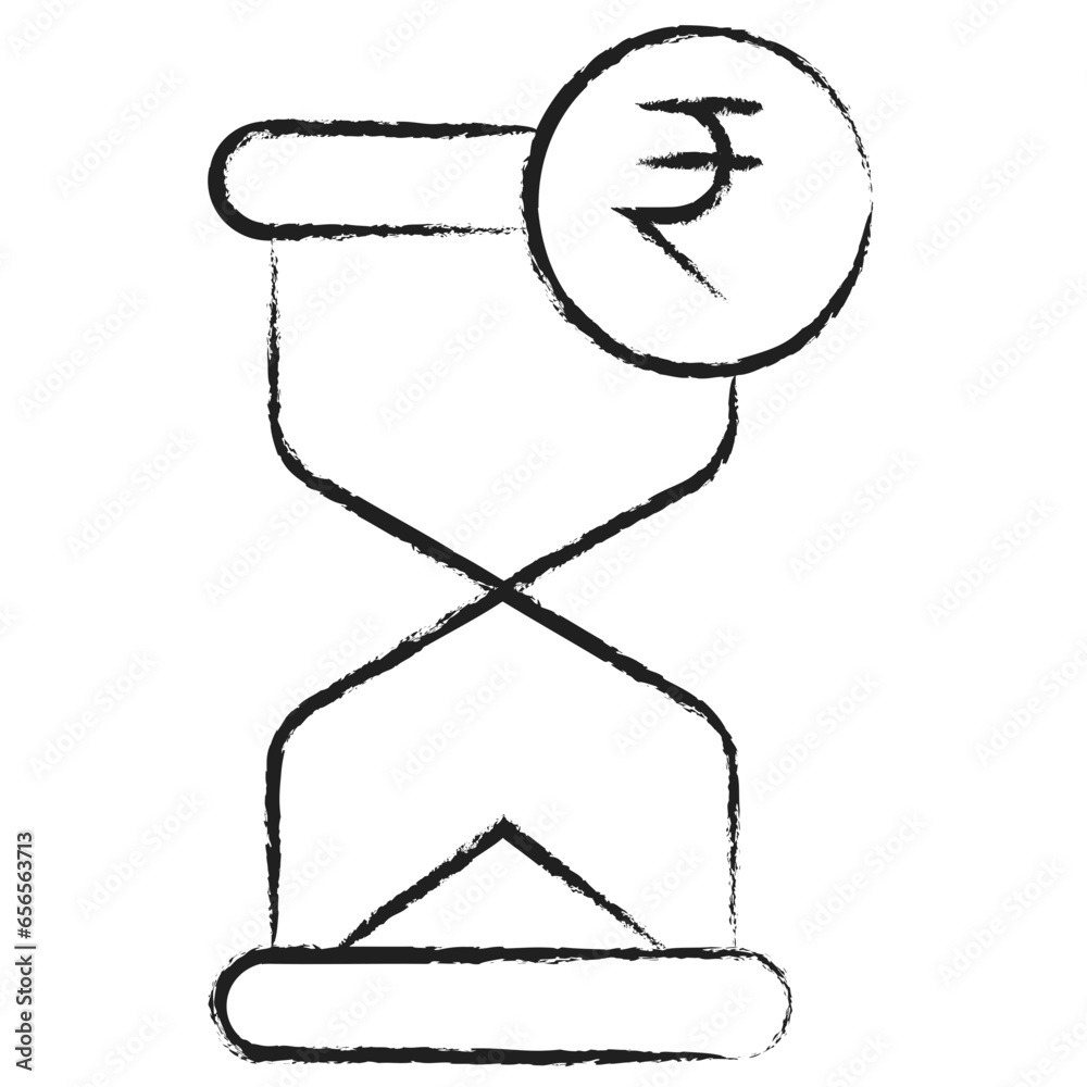 Hand drawn Rupees Clock icon Hand drawn Rupees Clock icon
