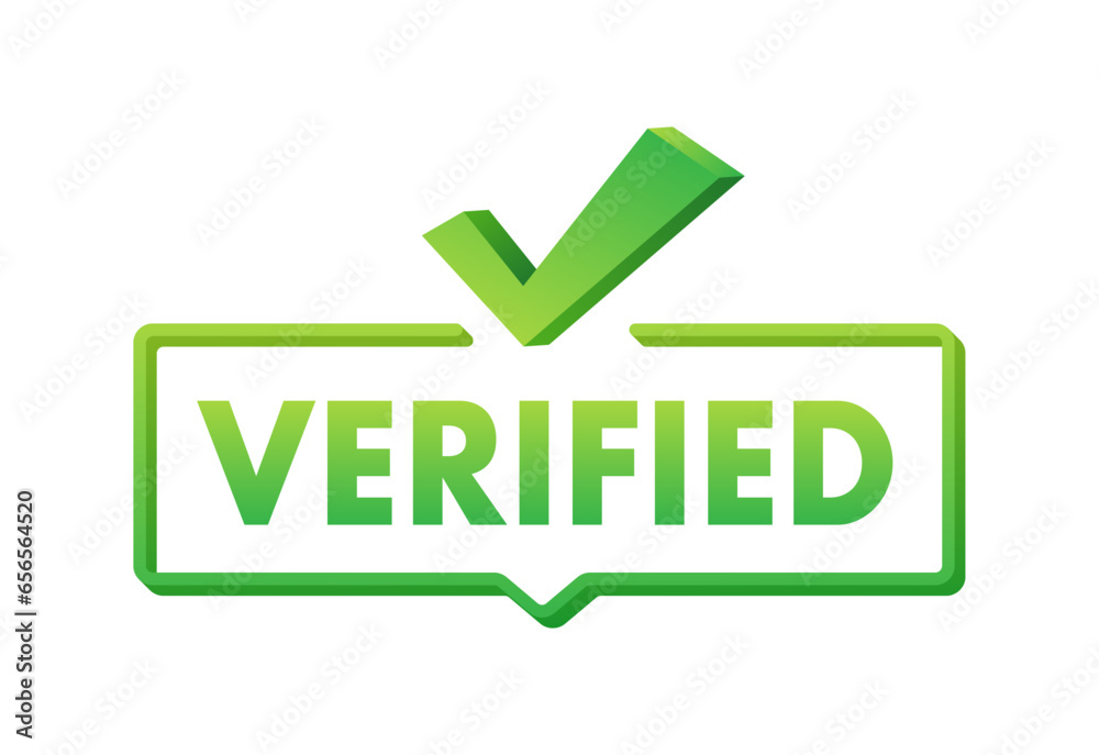 Verified badge profile. Verified square grunge. Checkmark icon. Vector stock illustration Verified badge profile. Verified square grunge. Checkmark icon. Vector stock illustration