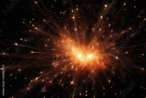 Close up shot of a firework ignition with sparkling trails