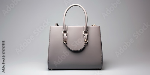 Beautiful trendy smooth youth women's handbag in gray color on a studio