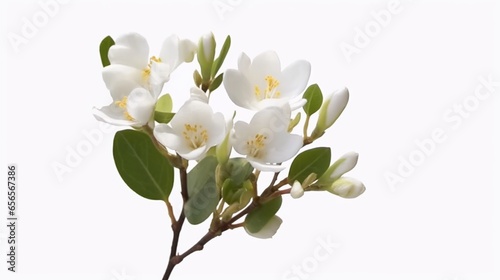Xylobium flower isolated white background.Generative AI