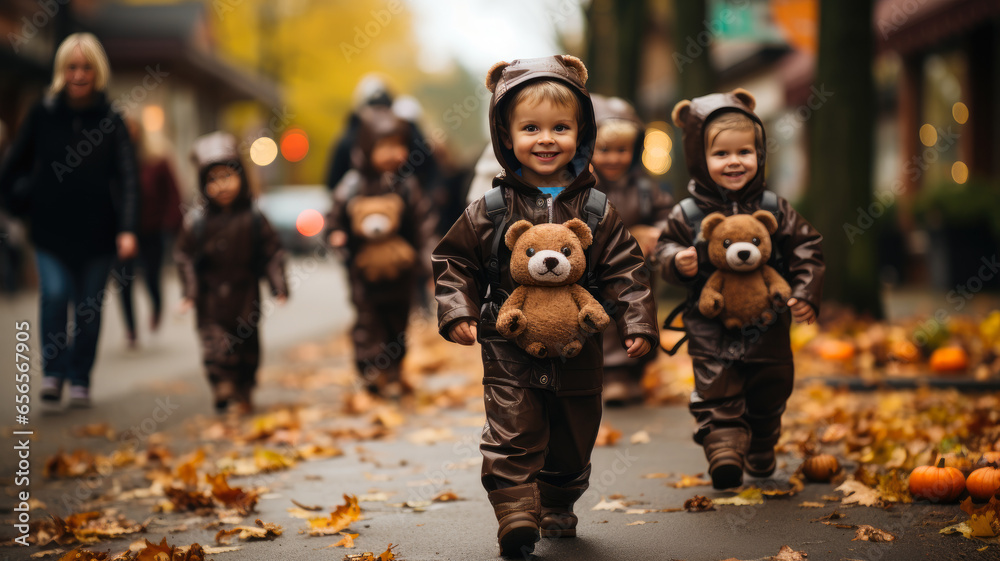 Adorable Kids in Trick or Treat Parade - Festive Halloween Celebration, AI-Generated 8K Adorable Kids in Trick or Treat Parade - Festive Halloween Celebration, AI-Generated 8K