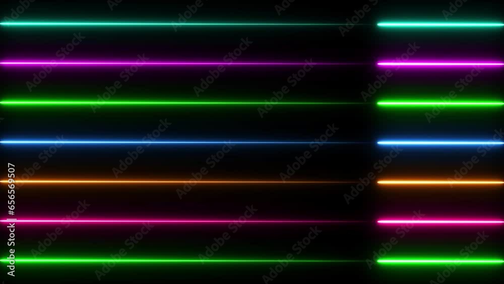 Abstract colorful neon line moving background animation.