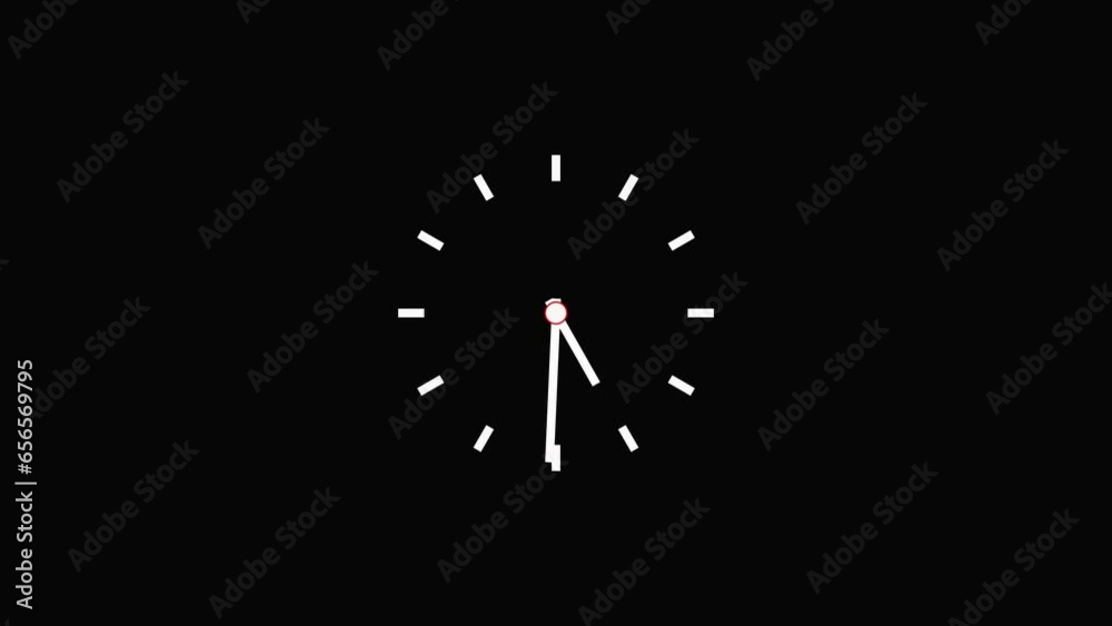 Analog clock icon on black background, 12 hour arrow rotation watch animation 4k video. Analog clock icon on black background, 12 hour arrow rotation watch animation 4k video.