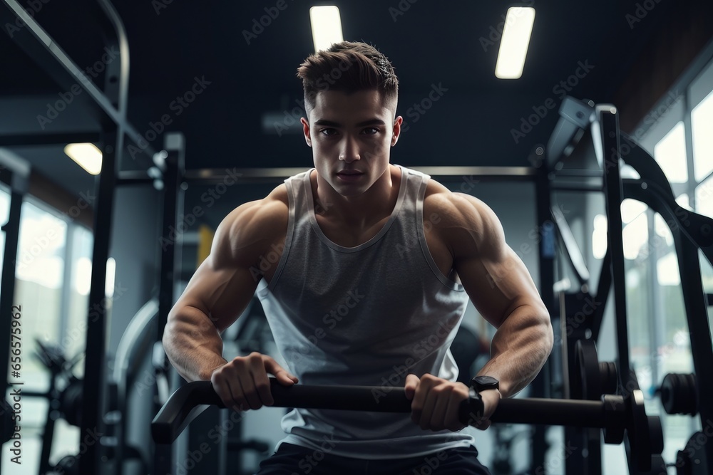 Young handsome man working out in the gym Young handsome man working out in the gym