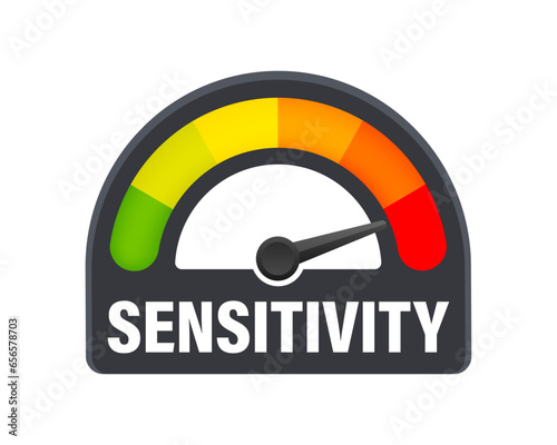 Sensitivity Level Meter, measuring scale. Sensitivity Level speedometer indicator. Vector stock illustration