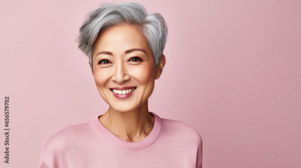 Good looking confident smiling woman with cool haircut Good looking confident smiling woman with cool haircut