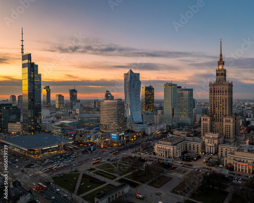 Warsaw in Poland sunset