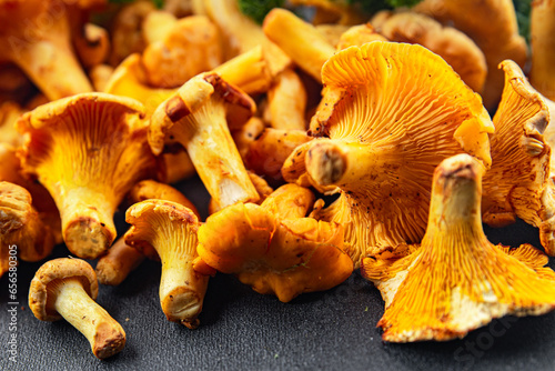 chanterelle mushrooms tasty mushroom fresh food snack on the table copy space food background rustic top view 