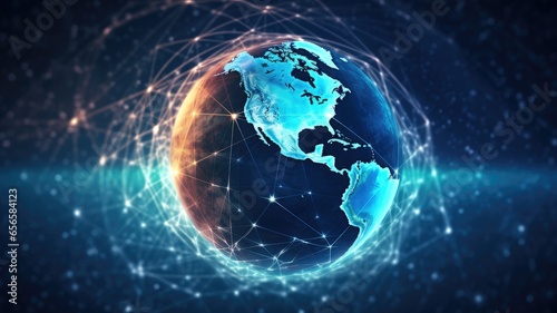 A globe with interconnected communication lines  symbolizing the global reach and instant connections facilitated by online communication