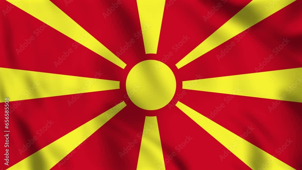 Looped background animation of the waving flag of North Macedonia Looped background animation of the waving flag of North Macedonia