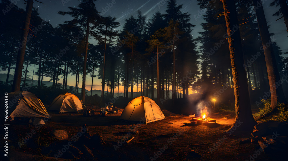 Spend the night camping around the campfire.