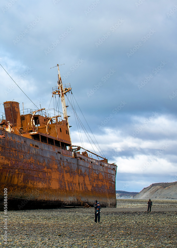 Aground ship at cabo san pablo beach, argentina