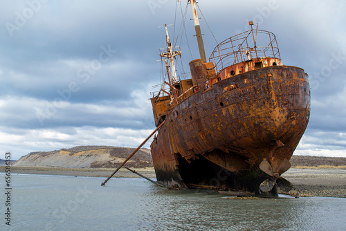 Aground ship at cabo san pablo beach, argentina photo
