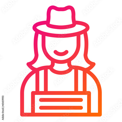 Lady Farmer Vector Icon Design Illustration