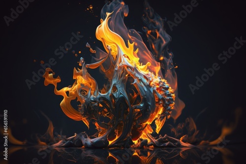 Fire flames isolated on black background. Abstract fire flames background