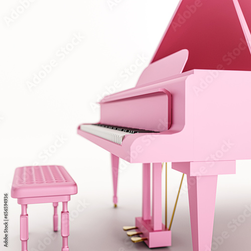 pink grand piano isolated on white