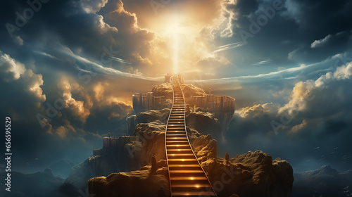 Stairway leading up to heavenly sky