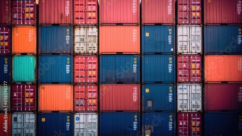 An image of shipping containers stacked at a port, symbolizing the use of containers for transporting and storing goods