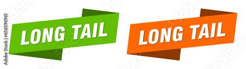 long tail banner. long tail ribbon label sign set