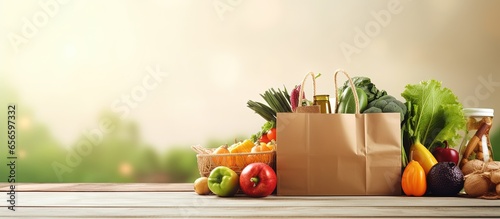 Tableau sur toile Online grocery shopping and home delivery concept with empty space incorporating