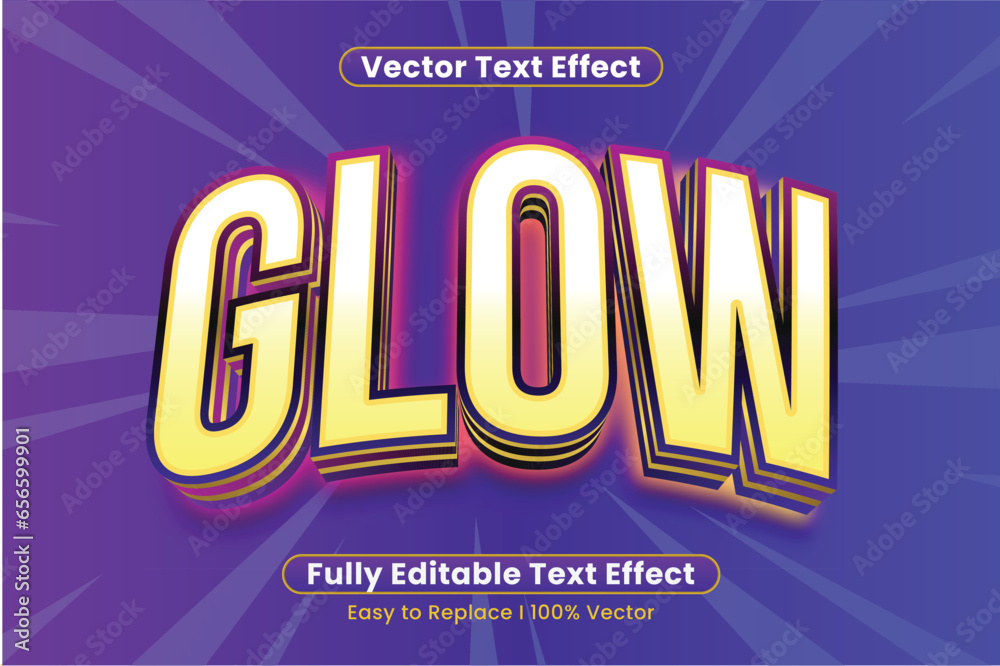 Obraz premium Vector 3d editable glow text effect