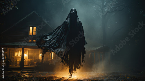 The dementor flying in the air outside the house. photo