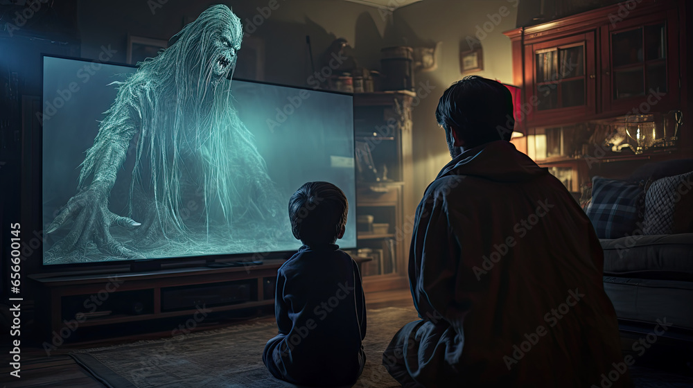 The dementor flying through the television screen in living room at mid night The dementor flying through the television screen in living room at mid night